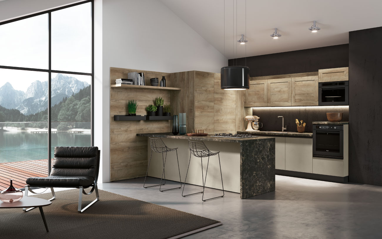 Immagine cucina con penisola Pensarecasa